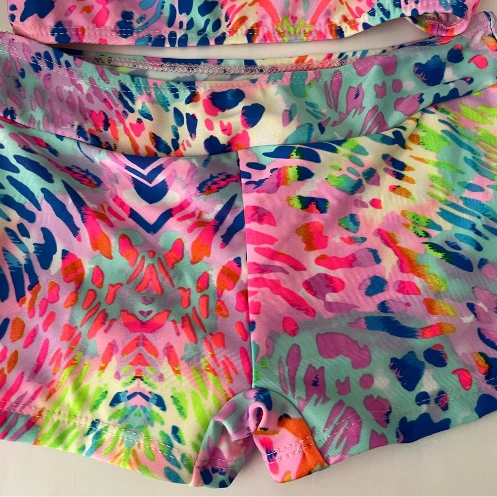 NEWMomentumBrands Girl 9/10 2-pc Swim Suit Watercolor Splash Print ElasticWaist